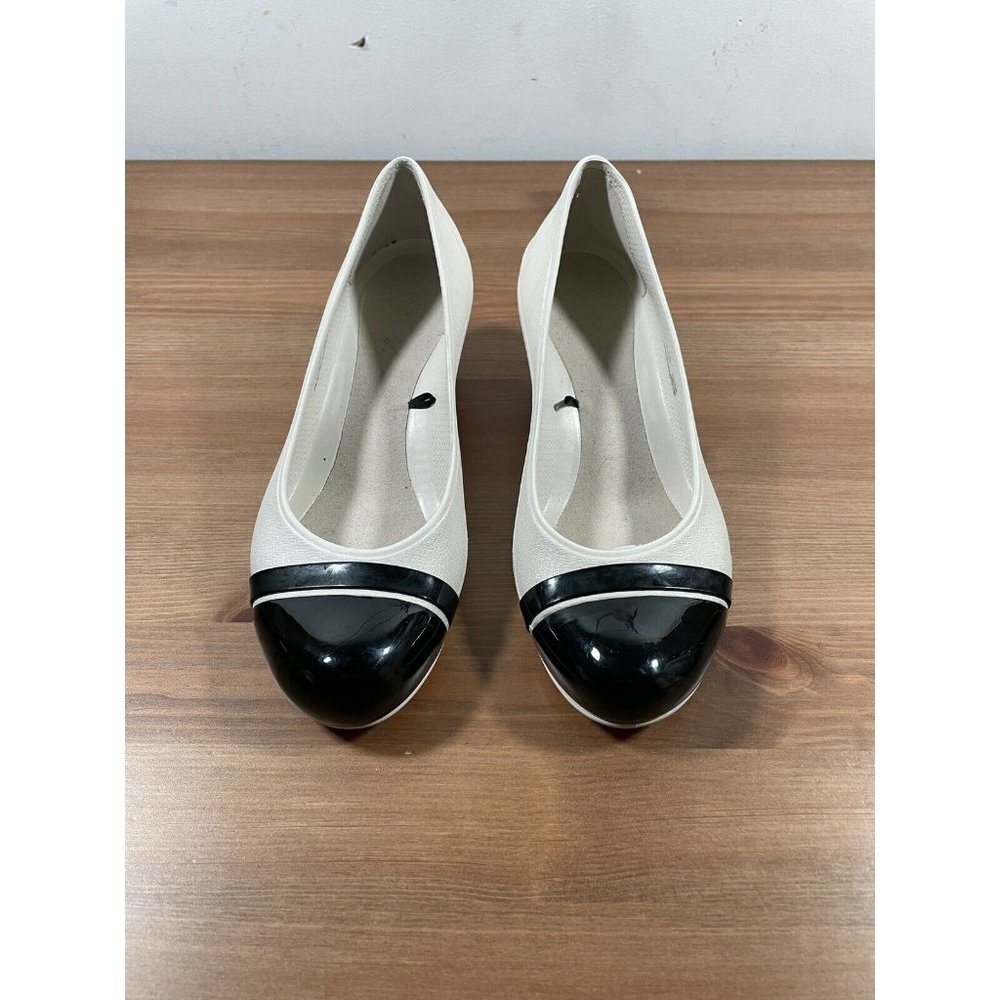 Crocs Women HIGH WEDGE Cap Toe WHITE/BLACK US WOMENS SIZE 6